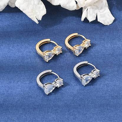 Aretes de aro con pavé de latón y circonitas cúbicas, redondo con lágrima