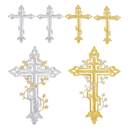 6 шт. 4 цвета крестообразная компьютерная вышивка ткань приклеиваемые/пришивные заплатки, аксессуары для костюма