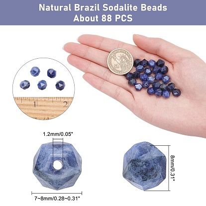 ARRICRAFT Natural Brazil Sodalite Beads Strands, Star Cut Round Beads, Faceted
