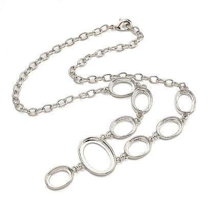 Rack Plating Brass Oval Charm Necklace Making with Tray
