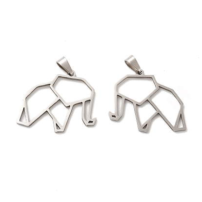 201 pendentifs origami en acier inoxydable, charmes de contour d'éléphant