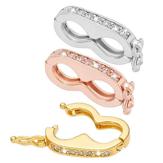 3 шт. 3 цвета латунь микропаве прозрачный кубический цирконий застежки-крутилки, овальные