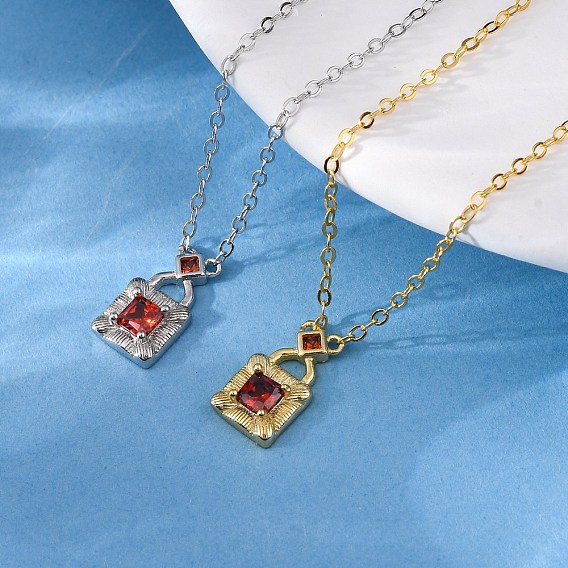 925 ожерелья с подвеской для сумочки из стерлингового серебра с оранжево-красными кубическими цирконами для женщин