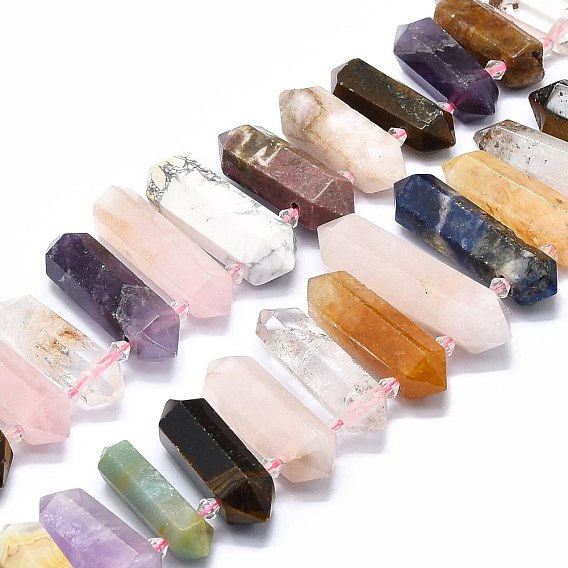 Природных драгоценных камней смешанного бисер нитей, граненые, двойное окончание остроконечное / пуля