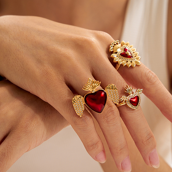 Манжеты из латуни с микро паве кубический цирконий для женщин, сердце с короной