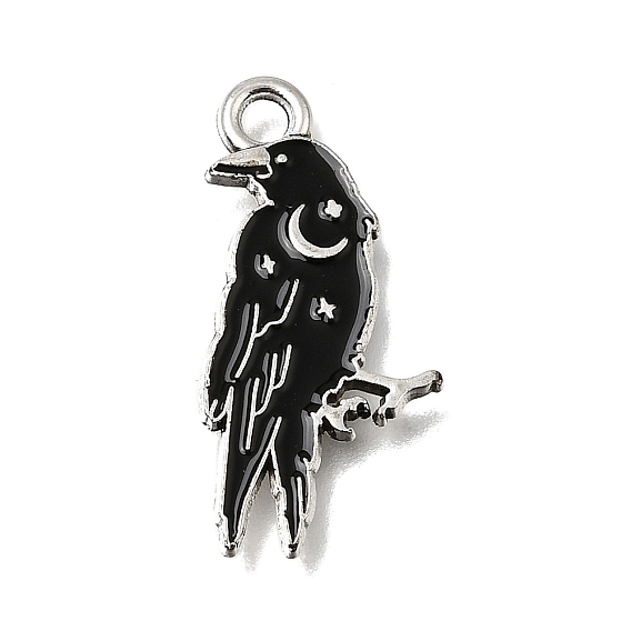 Gothic Alloy Enamel Pendants, Crow Charms