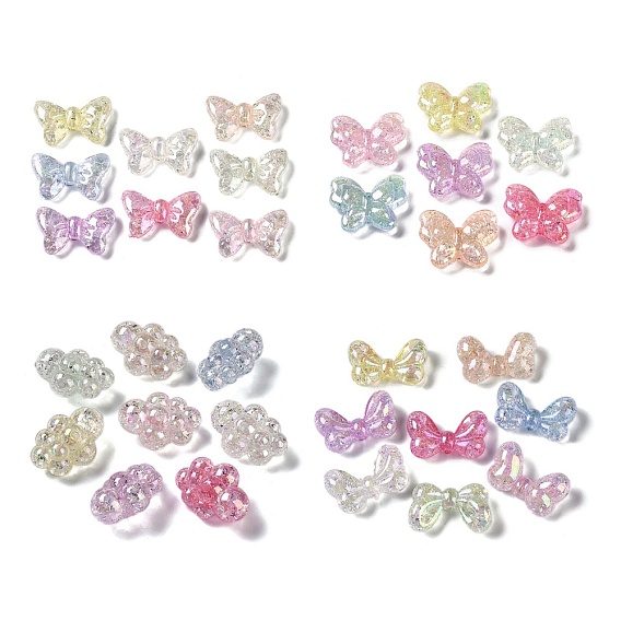 Прозрачные акриловые бусины с УФ-покрытием, переливающиеся и потрескивающие, разноцветные