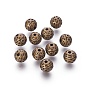 Tibetan Style Zinc Alloy Beads, Textured Round, Cadmium Free & Lead Free