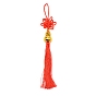 Polyester Tassel Pendant Decorations, with Plastic Beads, for New Year, Chinese Knot with Gourd
