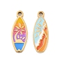304 Stainless Steel with Enamel Big Pendants, Surfboard Charms, Ion Plating(IP), Golden
