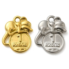 Ионное покрытие (ip) 304 подвески из нержавеющей стали, сувенирная подвеска-мышка