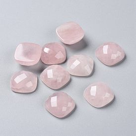 Natural Rose Quartz Cabochons, Faceted Square