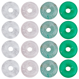 16шт. 4 стили: натуральный зеленый авантюрин, окрашенный малазийский нефрит, розовый кварц и кварцевый кристалл в форме пончика/диска с буквой Пи