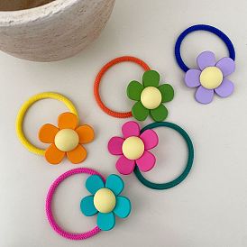 Cute Cream-colored Flower Hairband - Fashionable Girl's Heart, Ponytail Elastic Band.