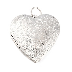 Pendentifs médaillon en laiton, charmes de cadre de photo pour le collier, sans plomb, couleur platine, 40x40mm, Trou: 4mm