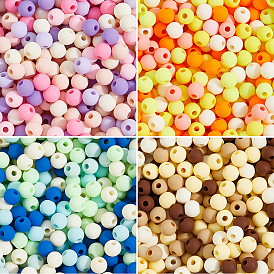 1200 шт. 4 цветные матовые непрозрачные акриловые бусины, круглые