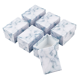Marble Texture Pattern Paper Cardboard Jewelry Boxes, Rectangle