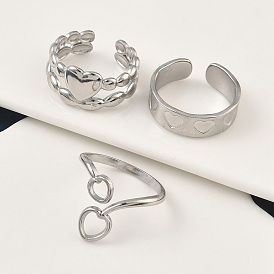 304 открытые манжеты из нержавеющей стали для женщин, сердце