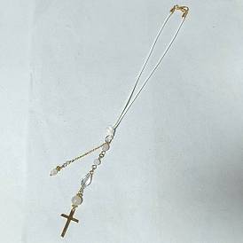 Décoration pendentif en verre et laiton, 201 breloques en forme de croix en acier inoxydable pour décoration de voiture