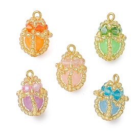 Светящиеся подвески-капли из стеклянных бусин ручной работы, с железной петлей и акриловыми бусинами, светится в темноте