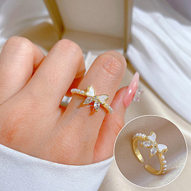 Adjustable Butterfly Oil Zircon Ring - Simple Japanese Style Couple Ring.