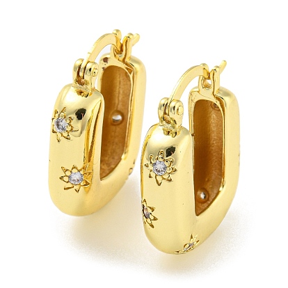 Серьги-кольца из латуни с микропаве из кубического циркония, долговечный, без кадмия и без свинца, прямоугольные