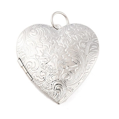 Pendentifs médaillon en laiton, charmes de cadre de photo pour le collier, sans plomb, couleur platine, 40x40mm, Trou: 4mm
