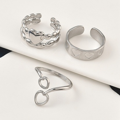304 открытые манжеты из нержавеющей стали для женщин, сердце