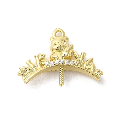 Brass Micro Pave Cubic Zirconia Peg Bails, Panda