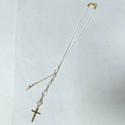 Décoration pendentif en verre et laiton, 201 breloques en forme de croix en acier inoxydable pour décoration de voiture