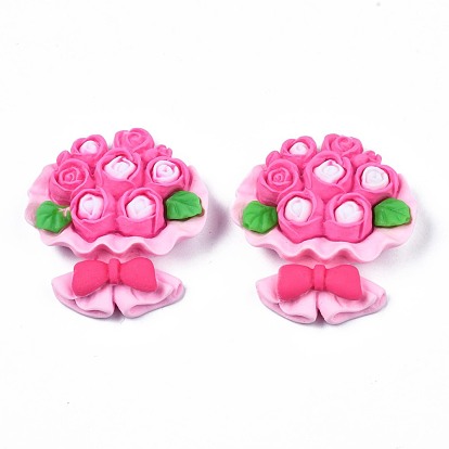 Opaque Resin Cabochons, Rose/Flower Bouquet