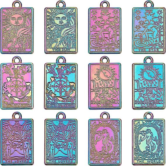 12 шт 6 стиль стойка покрытие радужного цвета сплав подвески, без кадмия, без никеля и без свинца, Таро прелести