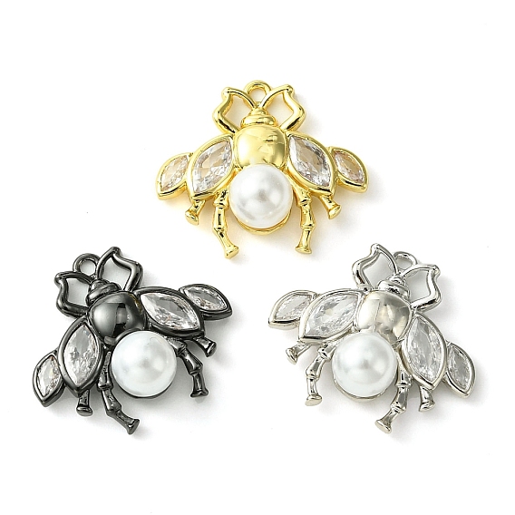 Стойка из латуни с подвесками из искусственного жемчуга из АБС-пластика, с четким кубического циркония, долговечный, без свинца и без кадмия, Пчелы