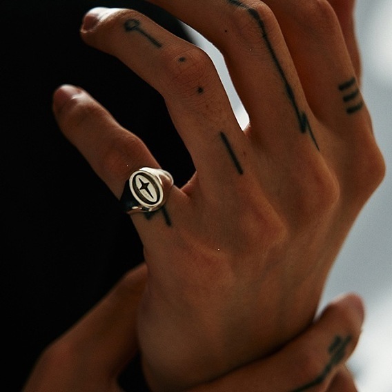 Brass Cuff Open Rings, Oval with Cross