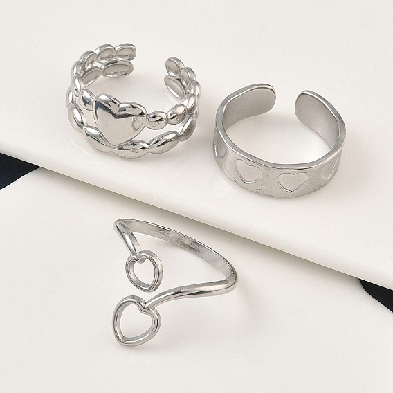 304 открытые манжеты из нержавеющей стали для женщин, сердце