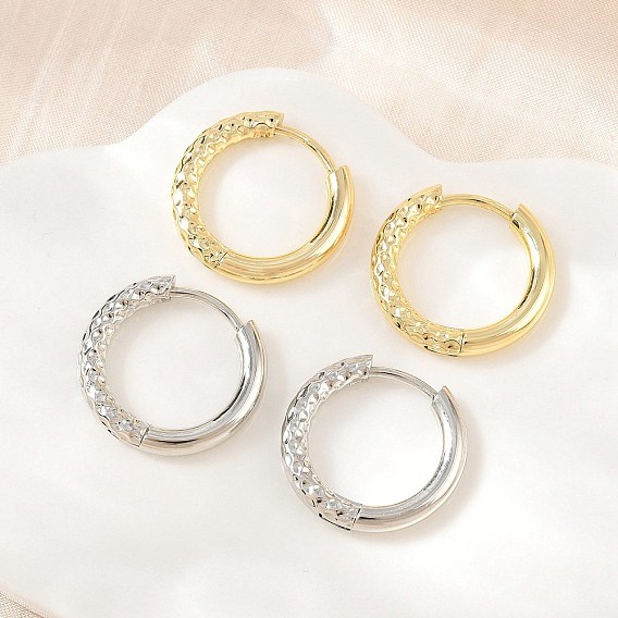 Brass Huggie Hoop Earrings, Round, Rack Plating, Long-Lasting Plated, Cadmium Free & Lead Free