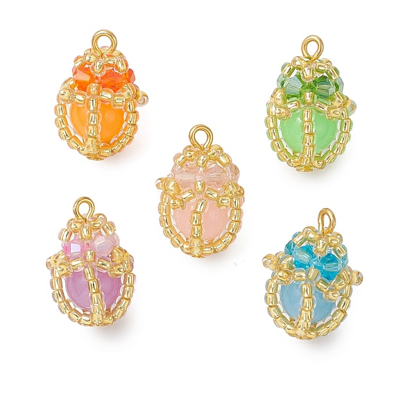 Светящиеся подвески-капли из стеклянных бусин ручной работы, с железной петлей и акриловыми бусинами, светится в темноте