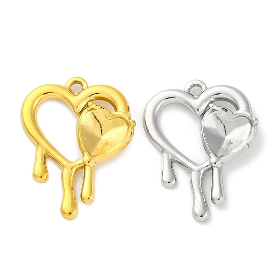 304 Подвеска из нержавеющей стали с креплениями для стразов, ионное покрытие (IP), сердце