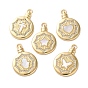 Латунные микро проложить кубического циркония подвески, с оболочкой, плоские круглые прелести, реальный 18 k позолоченный, стойки покрытие, прочное покрытие, без кадмия и без свинца, с целью перехода в кольце