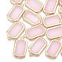 Epoxy Resin Pendants, with Alloy Open Back Bezel, Rectangle, Light Gold