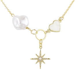 Brass Pendants Necklaces, with Pearl, Jewely for Women, Star