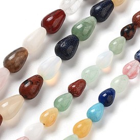 Mixed Gemstone Beads Strands, Teardrop, Mixed Dyed and Undyed