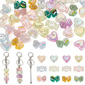 Наборы для изготовления брелоков dit, в том числе 10шт. брелоков из нержавеющей стали с бусинами, 40шт акриловые бусины, разнообразные