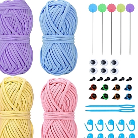 DIY Knitting Tool Kit, with Core Filling Cotton Yarn & Stitch Marker & Needle, for Blanket Pillows Craft Crochet Yarns