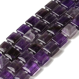 Natural Amethyst Beads Strands, Square, with Seed Beads