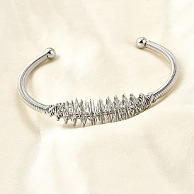 304 открытые браслеты-манжеты из нержавеющей стали, браслеты из проволоки для женщин