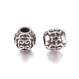 304 Stainless Steel European Beads, Large Hole Beads, Barrel