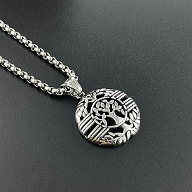 304 подвеска из нержавеющей стали в виде дерева жизни, винтажные мужские ожерелья в стиле панк-хип-хоп