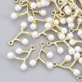 Alloy Pendants, with ABS Plastic Imitation Pearl, Branches