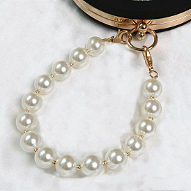 Plastic Imitation Pearl Beads Bag Chain Shoulder, with Metal Buckles, for Bag Straps Replacement Accessories